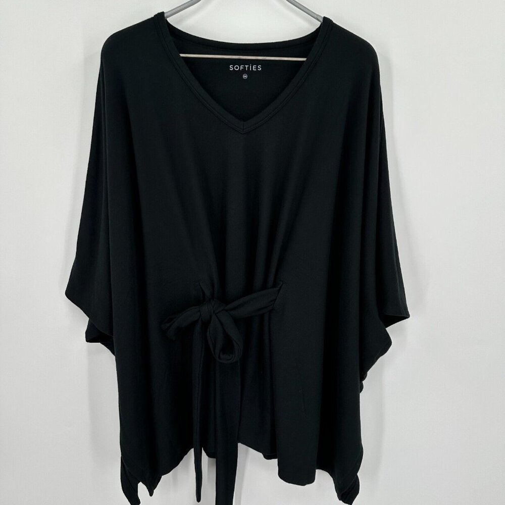 Softies Ultra-Dream Jersey Belted Shawl in Black One Size NWOT NEW